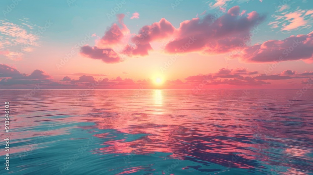 Pastel sunset backdrop with a serene ocean horizon prospect, calming and breathtaking evening scene Pastel sunset backdrop with a serene ocean horizon prospect, calming and breathtaking evening scene
