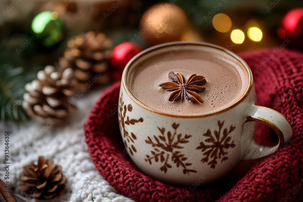custom made wallpaper toronto digitalcup of hot chocolate with christmas decorations