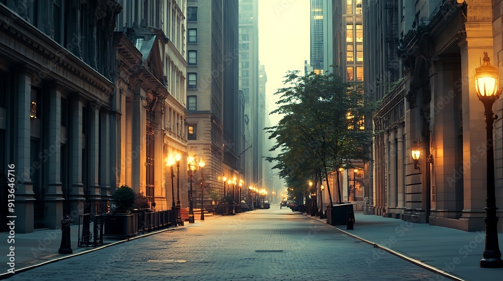 Empty City Street at Dawn Empty City Street at Dawn