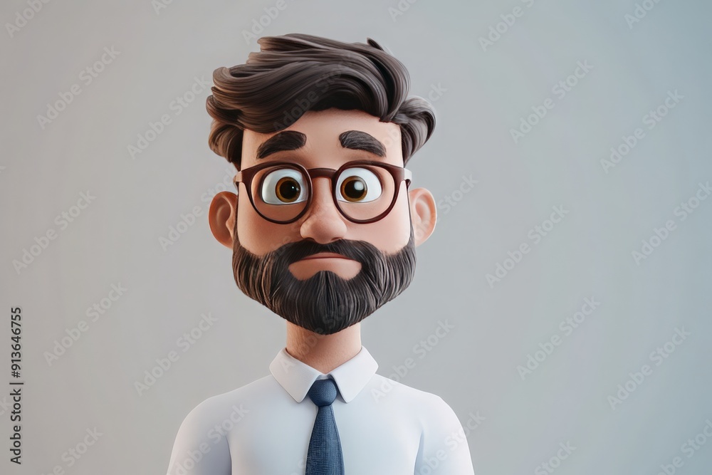 3D Cartoon Businessman with Concerned Expression. 3D Cartoon Businessman with Concerned Expression.