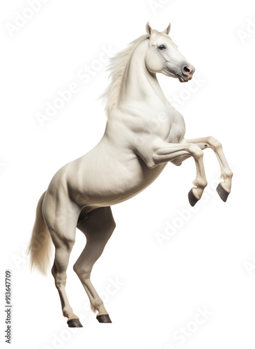 White Horse Rearing Isolated on Transparent Background
 photo