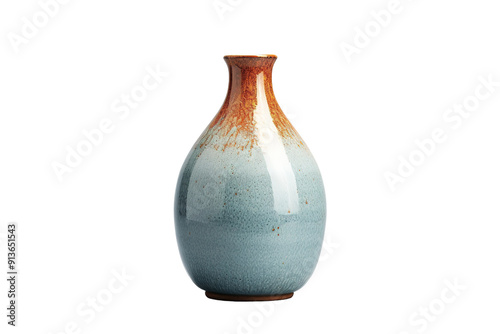 Beautiful Handcrafted Ceramic Vase Glowing in Soft Natural Light on a Wooden Surface on Transparent PNG Background.