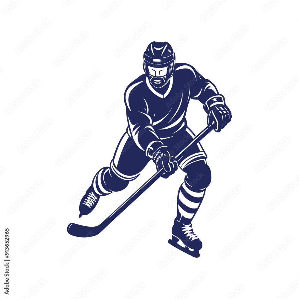 Obraz premium Hockey player silhouettes Clip art isolated vector illustration on white background