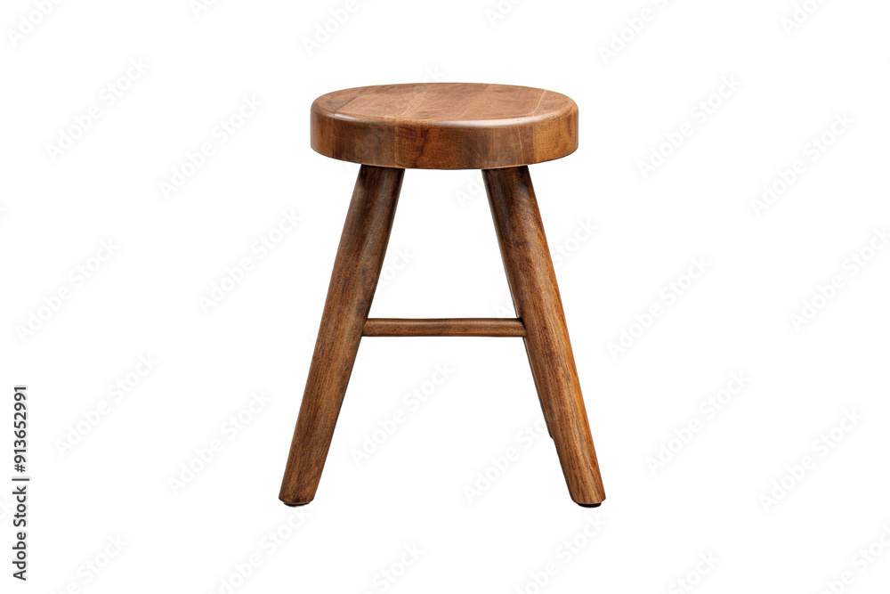 Simple Wooden Stool Stands Alone in a Brightly Lit Cozy Room on Transparent PNG Background. Simple Wooden Stool Stands Alone in a Brightly Lit Cozy Room on Transparent PNG Background.