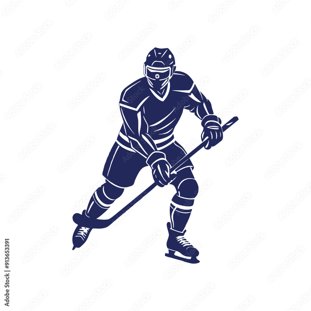 Obraz premium Hockey player silhouettes Clip art isolated vector illustration on white background