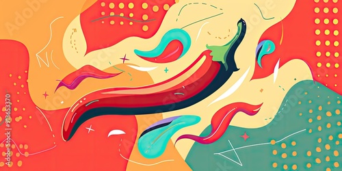 Abstract art with a red pepper.