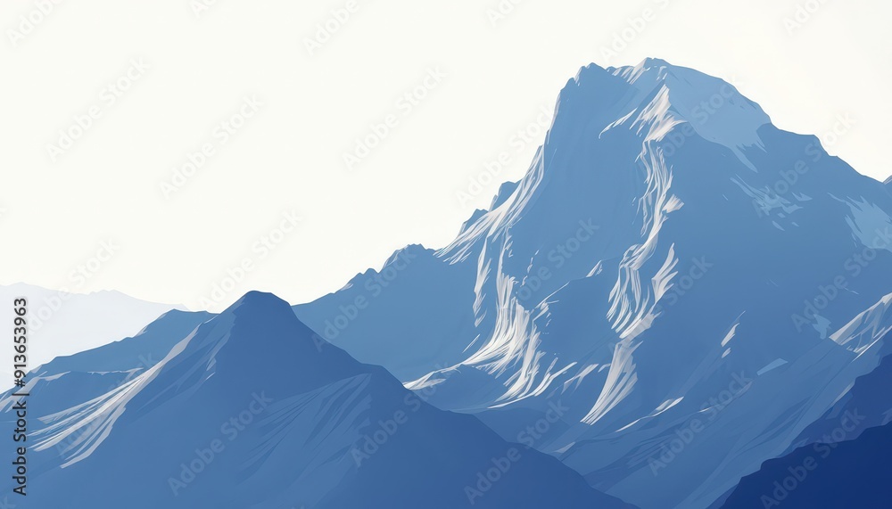 Fototapeta premium Majestic Mountain Peak with Snow-Capped Summit.
