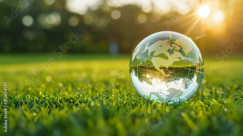 Eco-friendly impact analysis with ecological decrease, copy space, covering all objects, deep depth of field.