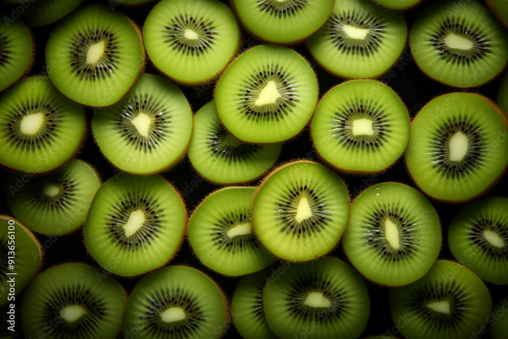 A pile of fresh Kiwi fruit form the background, shown from above A pile of fresh Kiwi fruit form the background, shown from above