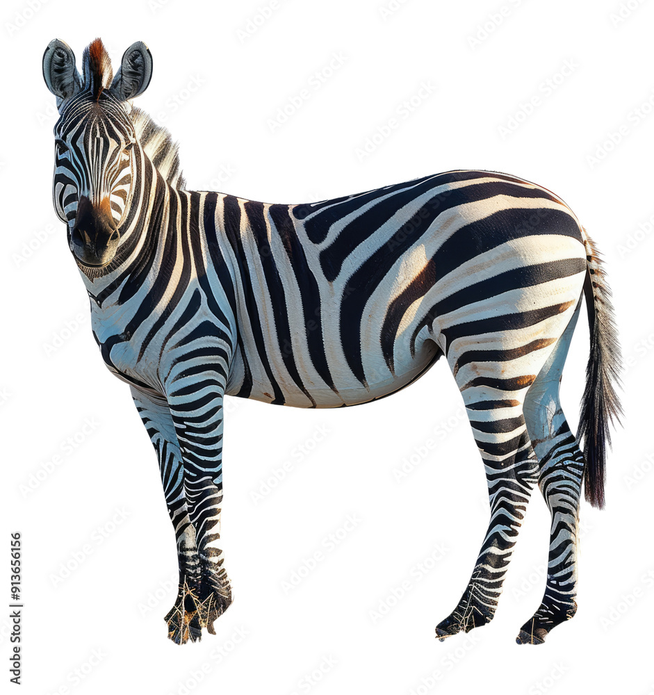 Naklejka premium A Zebra isolated on a transparent background for web, banner, wallpaper