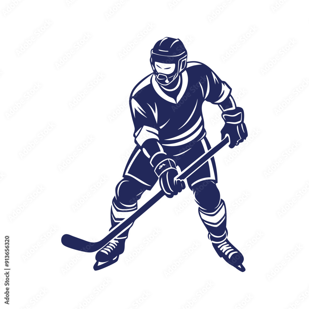 Fototapeta premium Hockey player silhouettes Clip art isolated vector illustration on white background