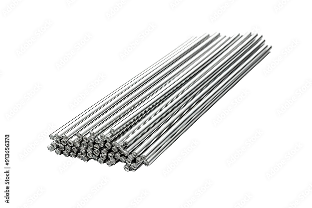 Shiny Steel Rods Neatly Stacked in a Workshop During Late Afternoon Light on Transparent PNG Background. Shiny Steel Rods Neatly Stacked in a Workshop During Late Afternoon Light on Transparent PNG Background.