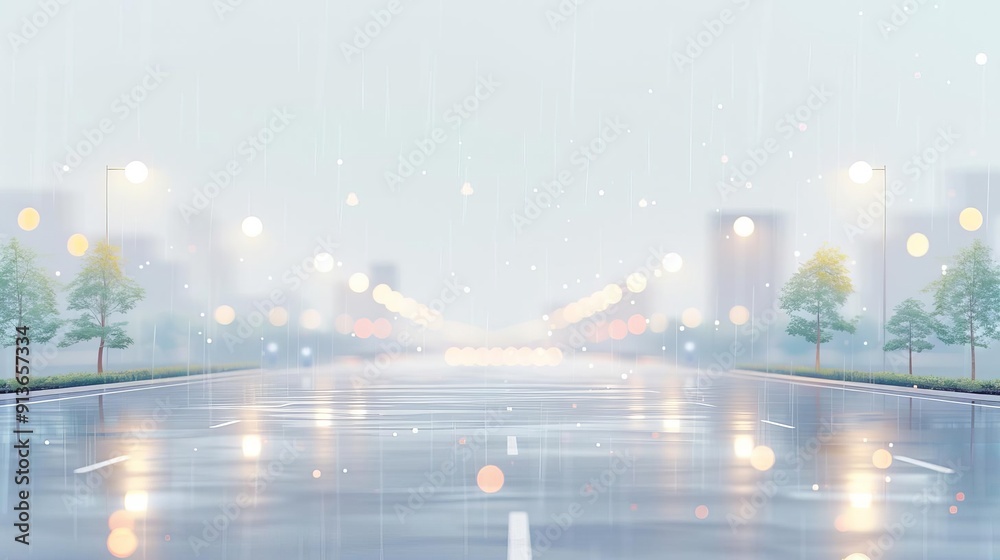 Obraz premium Urban landscape with drizzle on solid white background, single object