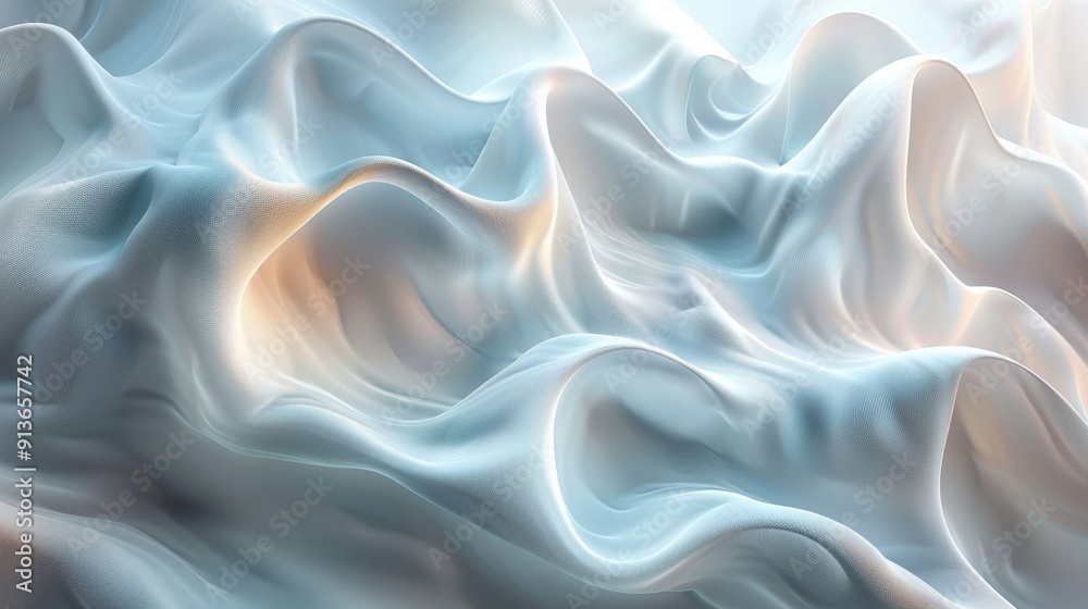 Fototapeta premium Soft, Flowing Fabric Waves Under Gentle Light in a Serene Setting
