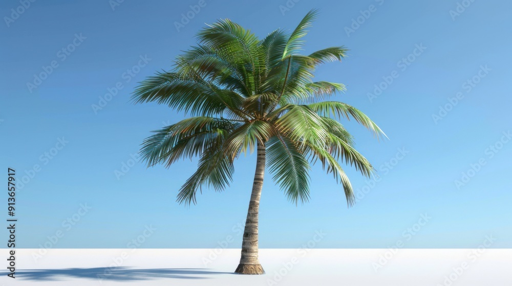 Obraz premium Single Palm Tree Under a Blue Sky