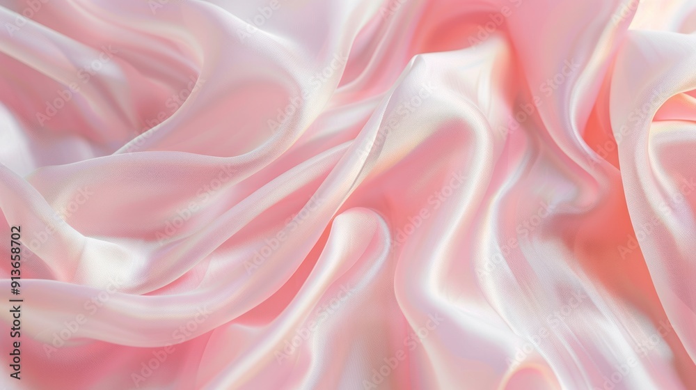Fototapeta premium A soft and smooth pink fabric with a pattern of swirls and lines.