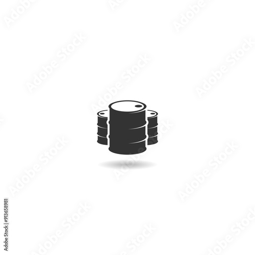 Oil drum container icon with shadow photo