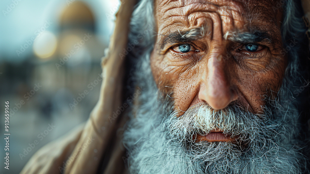 Prophet of God with a blurred background of an ancient city, capturing the essence of spirituality and history. Prophet of God with a blurred background of an ancient city, capturing the essence of spirituality and history.