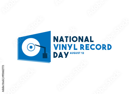 National Vinyl Record Day. August 12. White background.