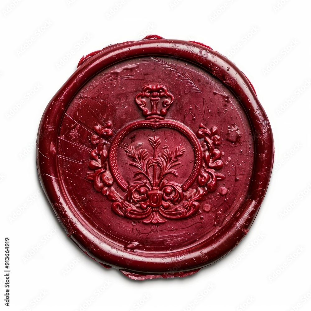 Detailed wax seal, grandma style, white background Detailed wax seal, grandma style, white background
