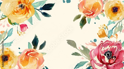 The Exquisite Hand Drawn Floral Border Background: A Delicate and Charming Visual Element.
