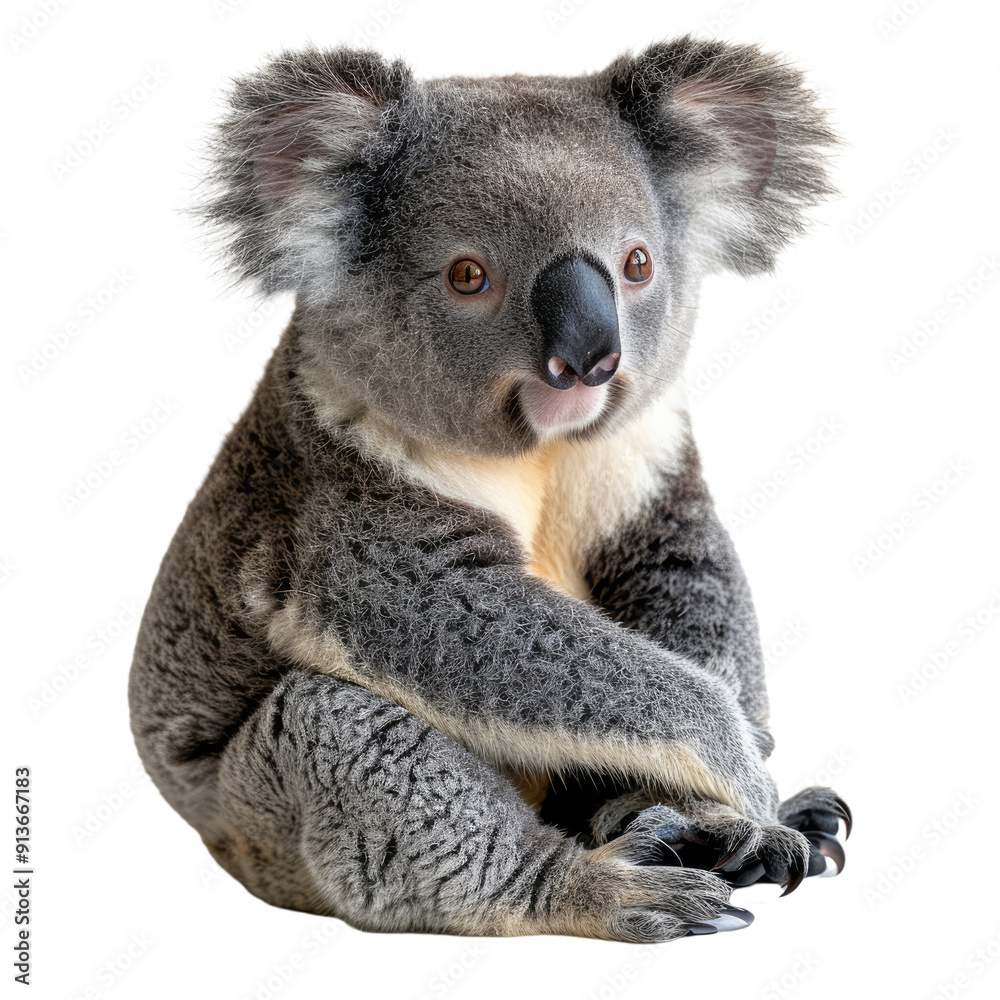 Naklejka premium Cute koala isolated on a transparent background for web, banner, wallpaper