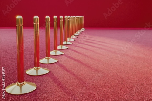 Gold poles in red room photo