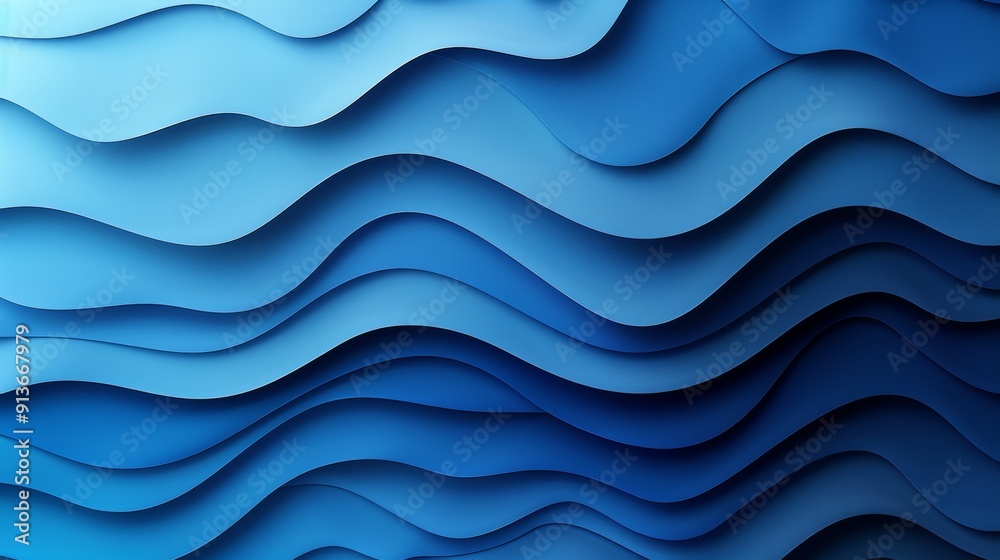 Abstract Blue Waves With Layered Paper Effect in Modern Art Design Abstract Blue Waves With Layered Paper Effect in Modern Art Design