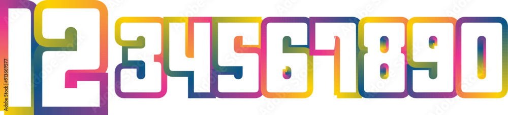 Vector set of number, numbers, gradient number Vector set of number, numbers, gradient number