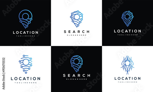 Collection of technology location inspiration logo design templates.	