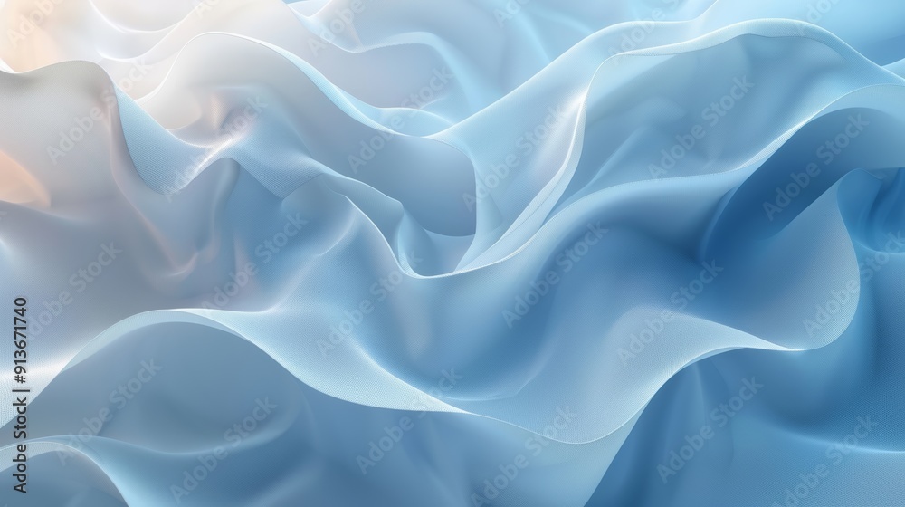 Obraz premium Flowing Fabric Textures in Soft Blue Tones Creating a Serene Atmosphere