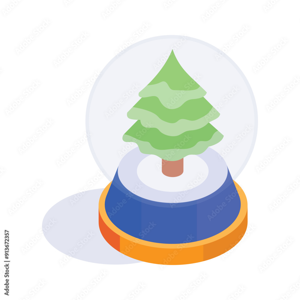 Snow globe with a Christmas tree inside, a classic holiday decoration Snow globe with a Christmas tree inside, a classic holiday decoration