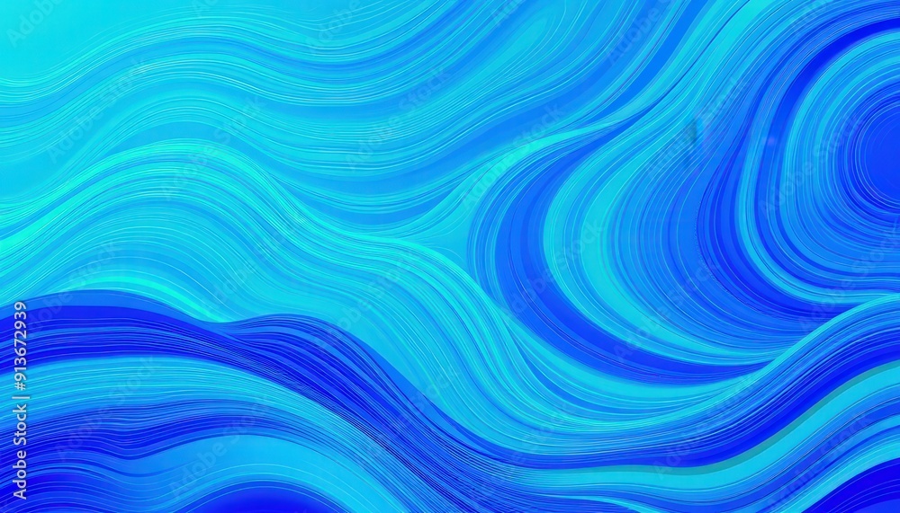 Naklejka premium Abstract blue and turquoise wave background.