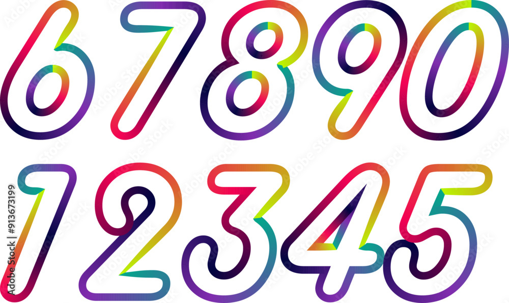 Vector set of number, numbers, gradient number Vector set of number, numbers, gradient number