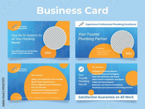 Professional plumbing business card offering reliable services in your local area