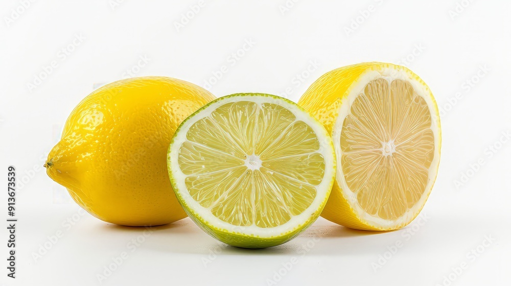 Fresh lime, lemon with leaf isolated on white background. Fresh lime, lemon with leaf isolated on white background.