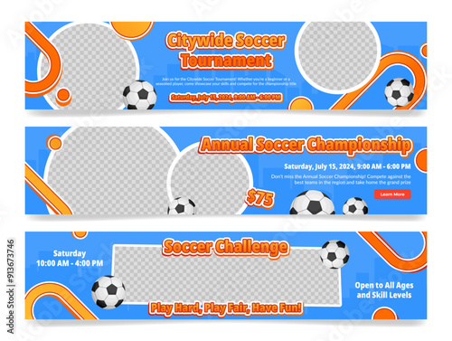 Banners for an exciting community football tournament to be held at local sports grounds