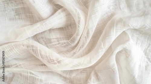 Closeup white fabric with a pattern of white lines background