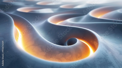 Abstract 3D spirals with glowing edges, 3DbackgroundAbstract, captivating and modern photo