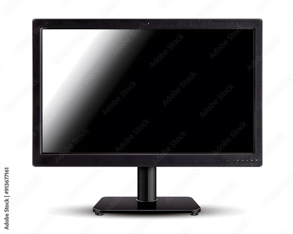 High-resolution computer monitor with a black frame and blank screen, isolated on a white background, perfect for tech-related projects.