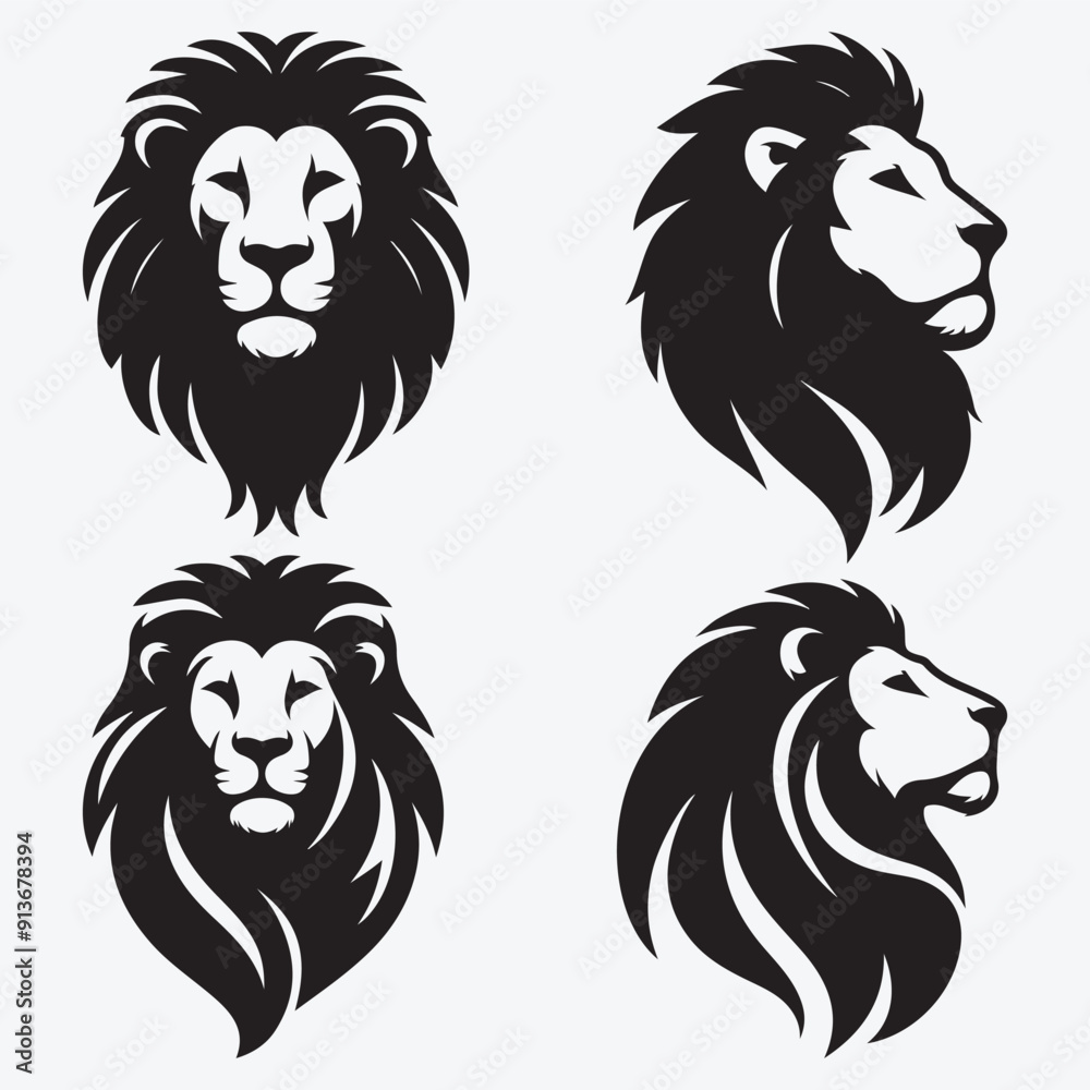 Naklejka premium Lion Vector Illustration Silhouette Collection