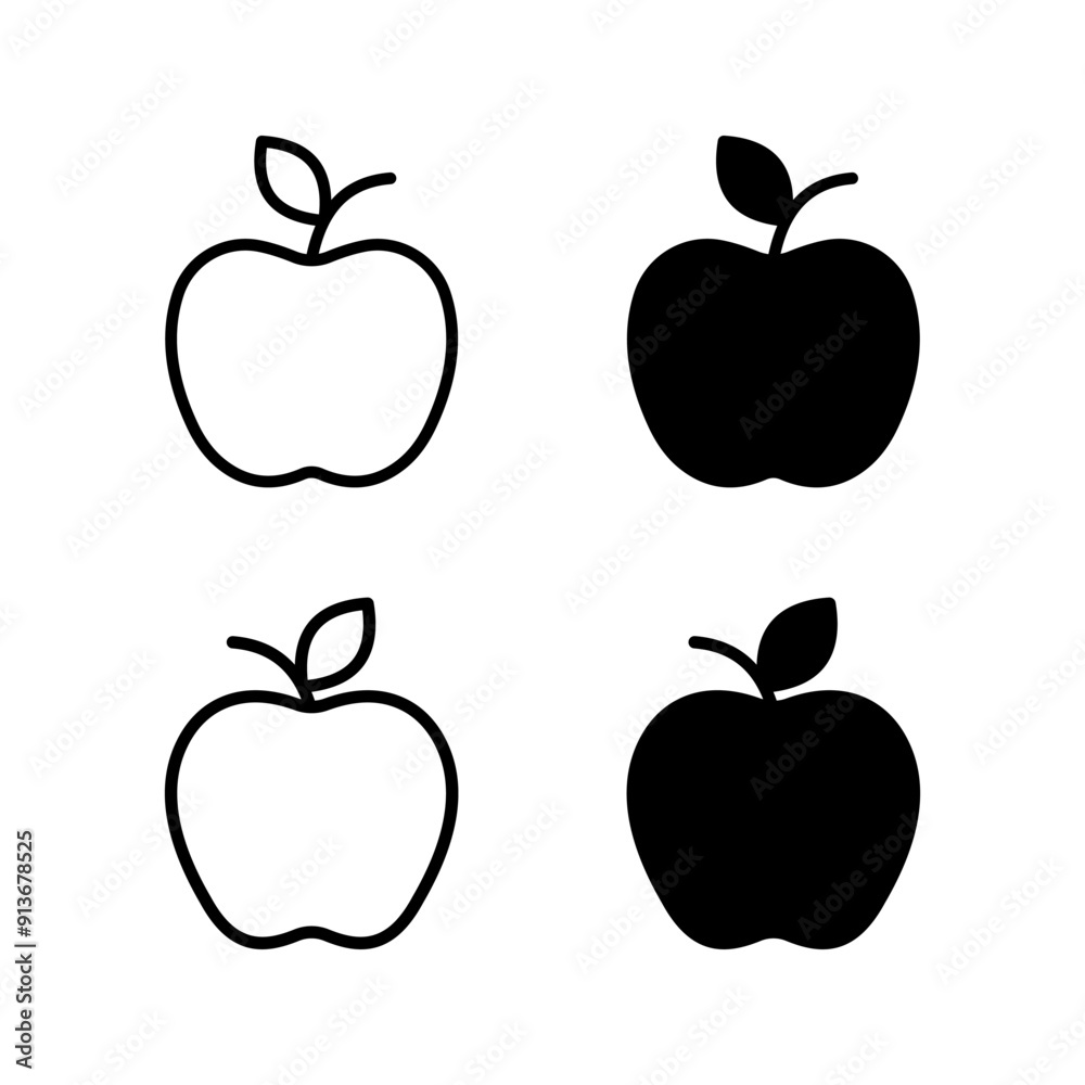 Apple icon set isolated on white background color editable Apple icon set isolated on white background color editable