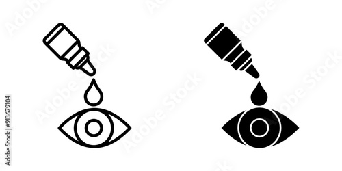 Eye drop icon set. Eye drop bottle color editable