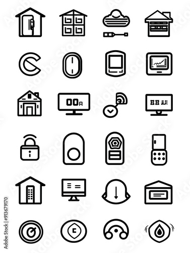 Smart Home Automation System Icon Set, generative ai image