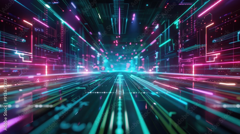 Neon Lights in a Futuristic Digital World Neon Lights in a Futuristic Digital World