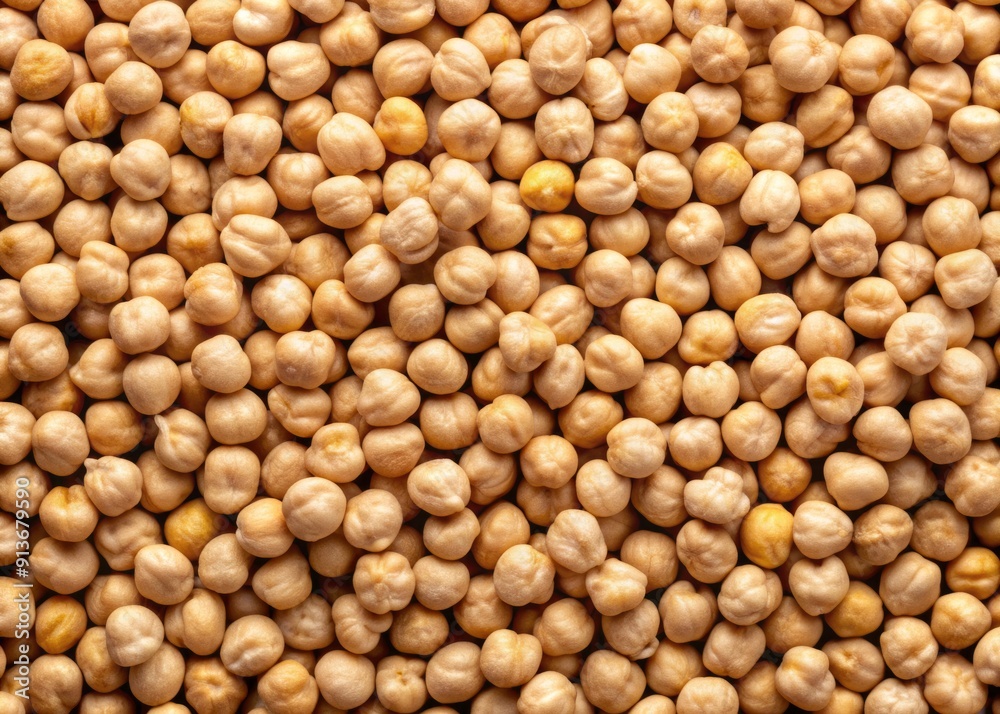 Heap of beige uncooked dried chickpeas forms textured background with natural ridges and crevices, showcasing legume's organic, earthy texture. Heap of beige uncooked dried chickpeas forms textured background with natural ridges and crevices, showcasing legume's organic, earthy texture.