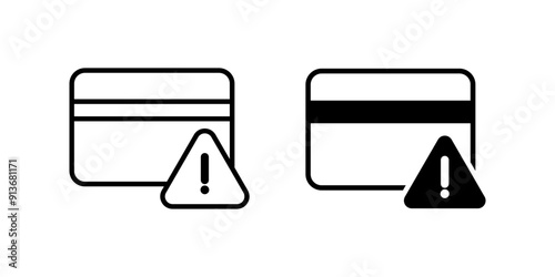 payment error set, credit card with exclamation mark icon color editable