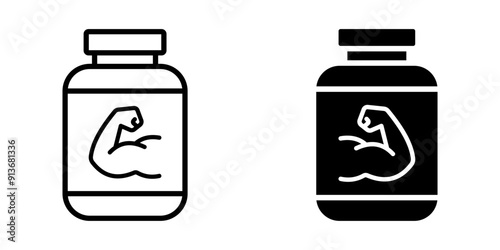 Protein jar icon set Sport Nutrition color editable