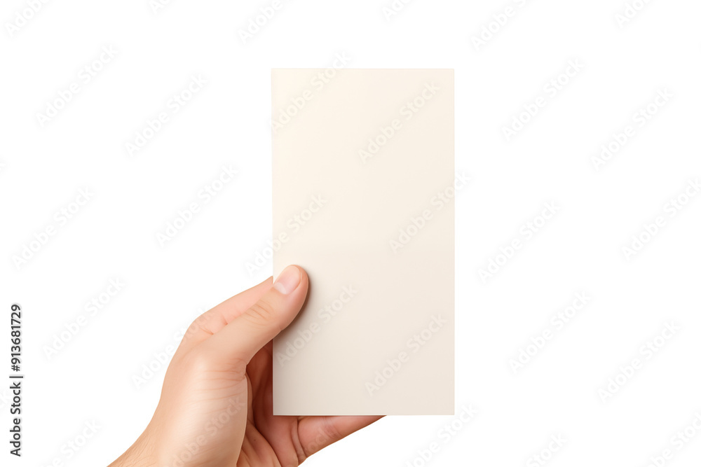 Male hand holding blank card isolated on transparent background, png Male hand holding blank card isolated on transparent background, png