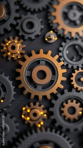 interlocking cogs - industrial machine gears - metallic - abstract background - gears and cogwheels.